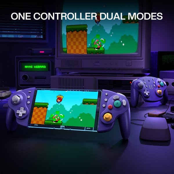 NYXI Wizard 2 - Nintendo Switch GameCube Style Joy-Pad - tr&aring;dl&ouml;s spelkontroll, violet