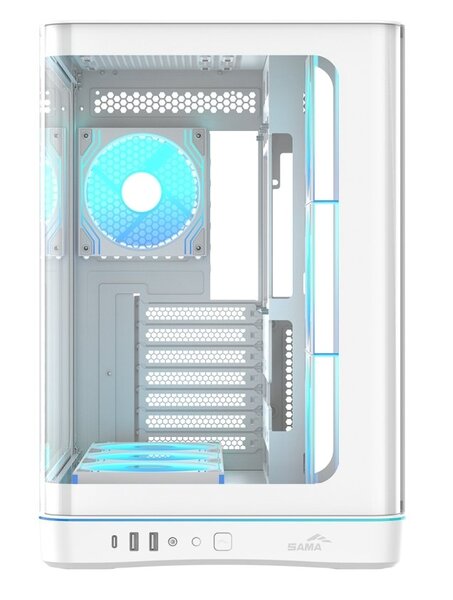 SAMA V62 midi-tower chassi med RGB-belysning, vit