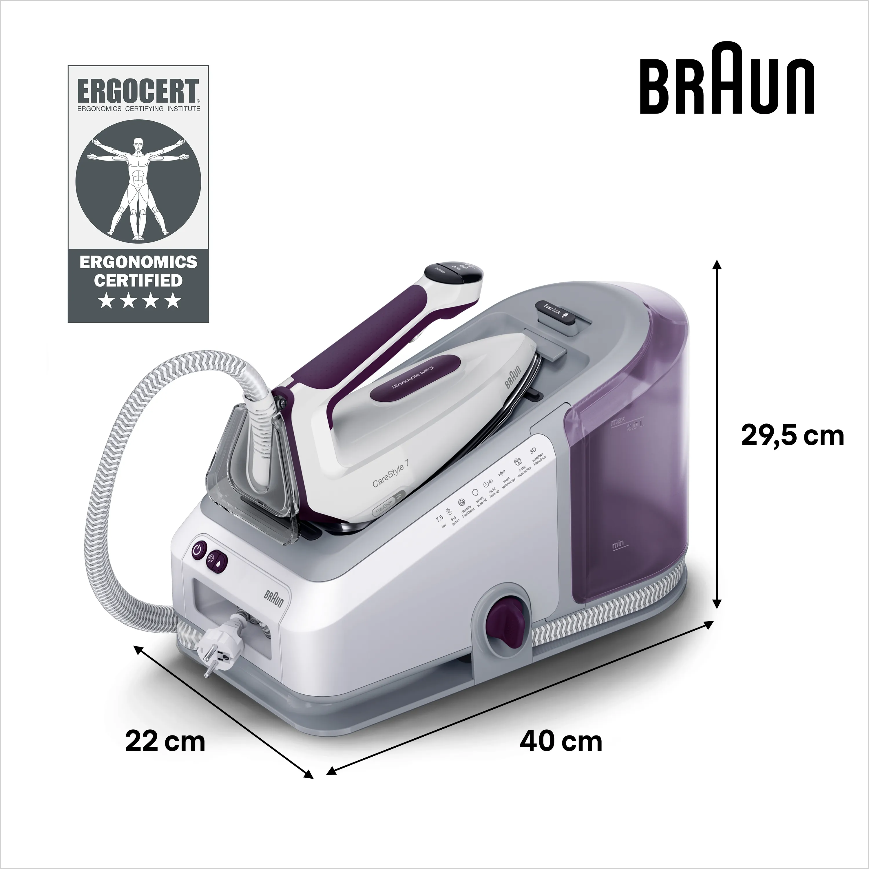 Braun CareStyle 7 IS 7266 VI - steam generator iron, 2700 W, 2L, violet