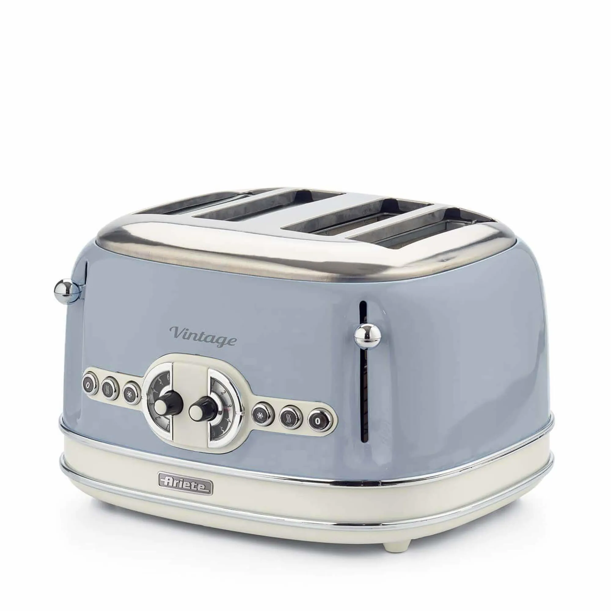 Ariete Vintage -leivänpaahdin, 4 viipaleet, Sininen, Kromi, Valkoinen
