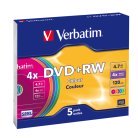 VERBATIM DVD+RW LEVY 5kpl 4,7GB DVD+RW 4X Verbatim, Colour 5 pk slim Retail -