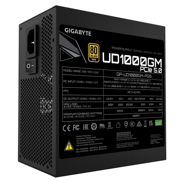 Gigabyte UD1000GM PG5 1000W - strömkälla, 80 Plus Gold