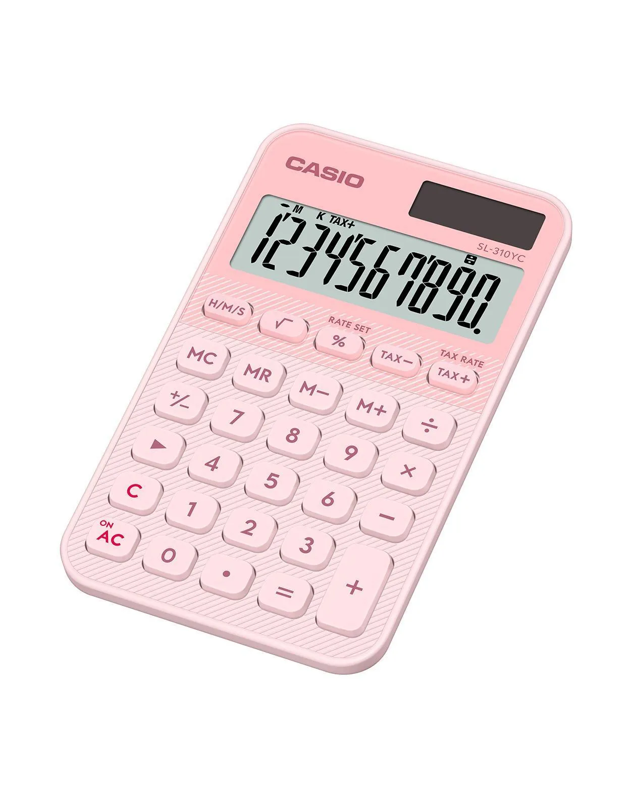Casio SL-310YC Pocket Calculator, 10 digits, Light Pink, Battery/Solar