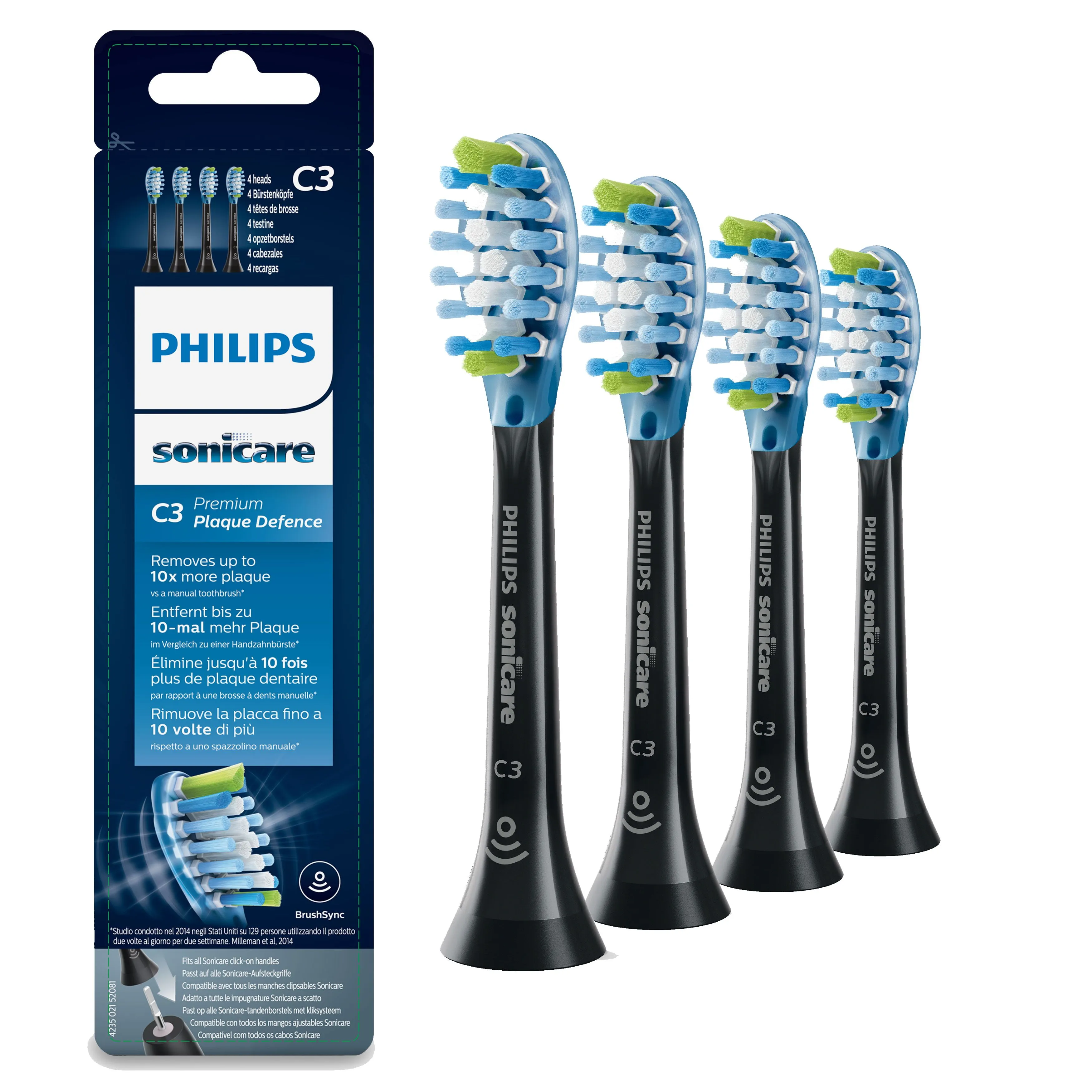 Philips Premium Plaque Defence HX9044/33 - borst huvud, 4 st