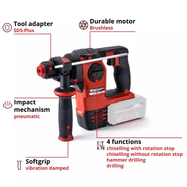 Einhell Cordless Hammer HEROCCO, 18 Volt - red / black, without battery and charger - 4513900