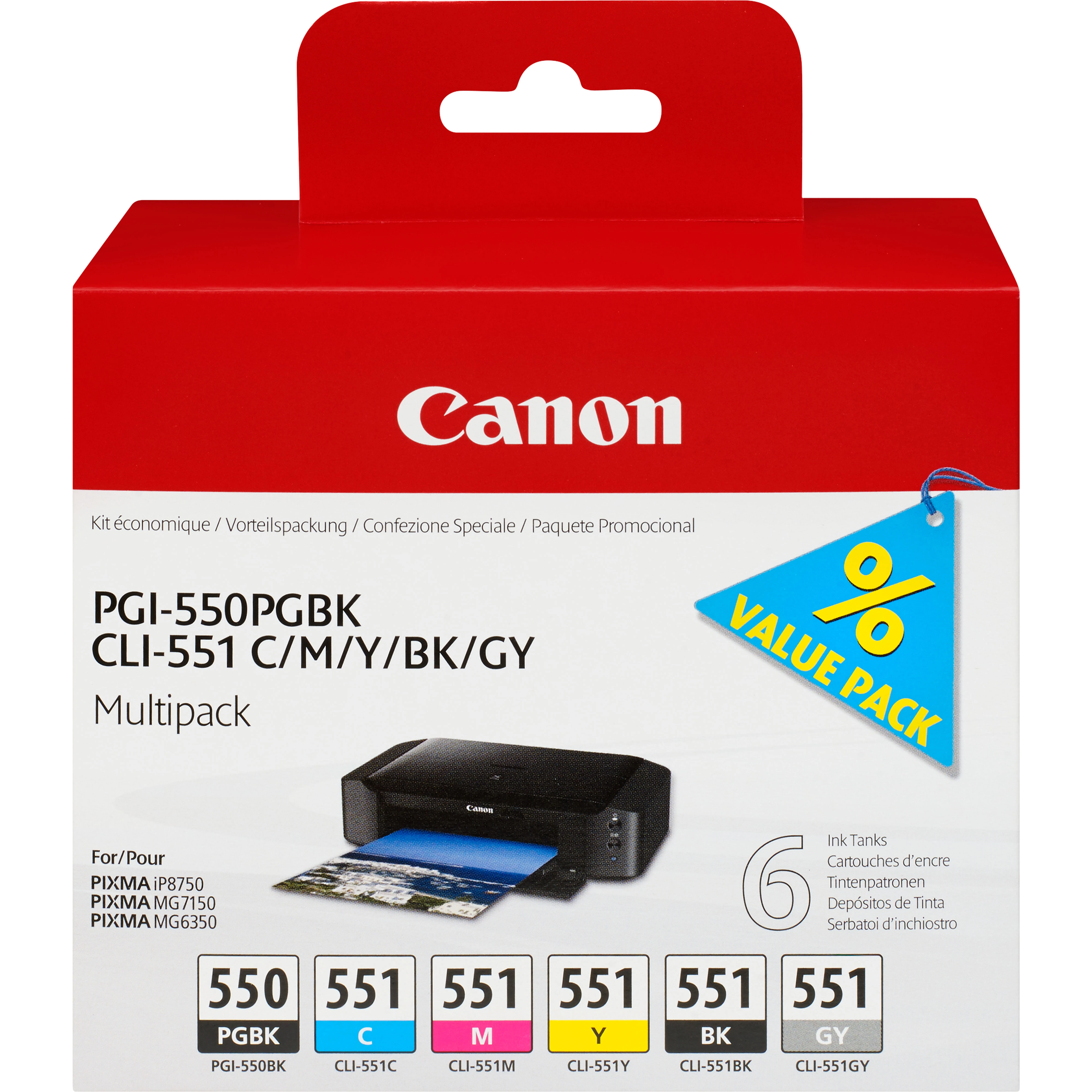 CANON PGI-550/CLI-551 PGBK/C/M/Y/BK/GY Multi Pack