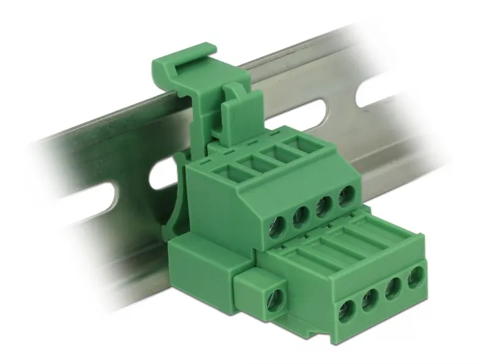 Terminal block set for DIN rail 4 pin with screw lock