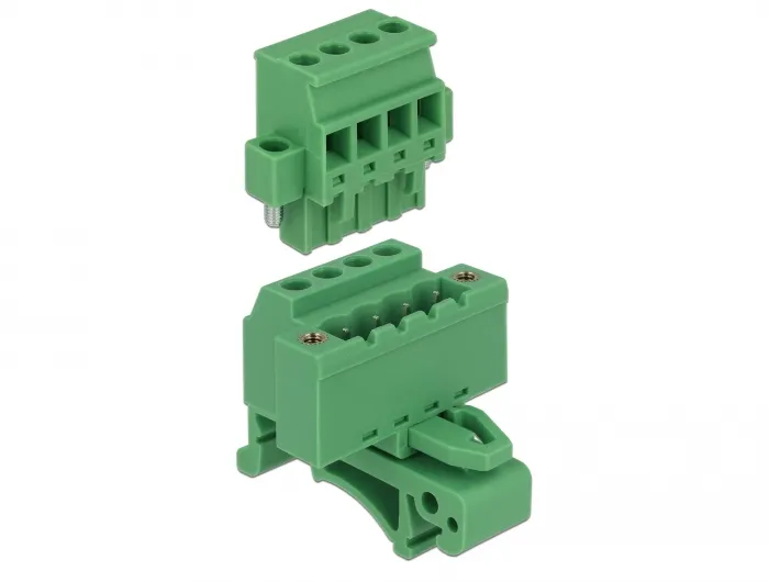Terminal block set for DIN rail 4 pin with screw lock