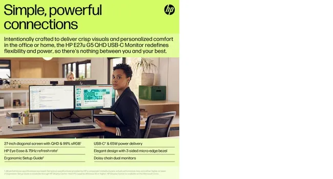 HP 27&quot; E27u G5 QHD, USB-C, IPS -n&auml;ytt&ouml;