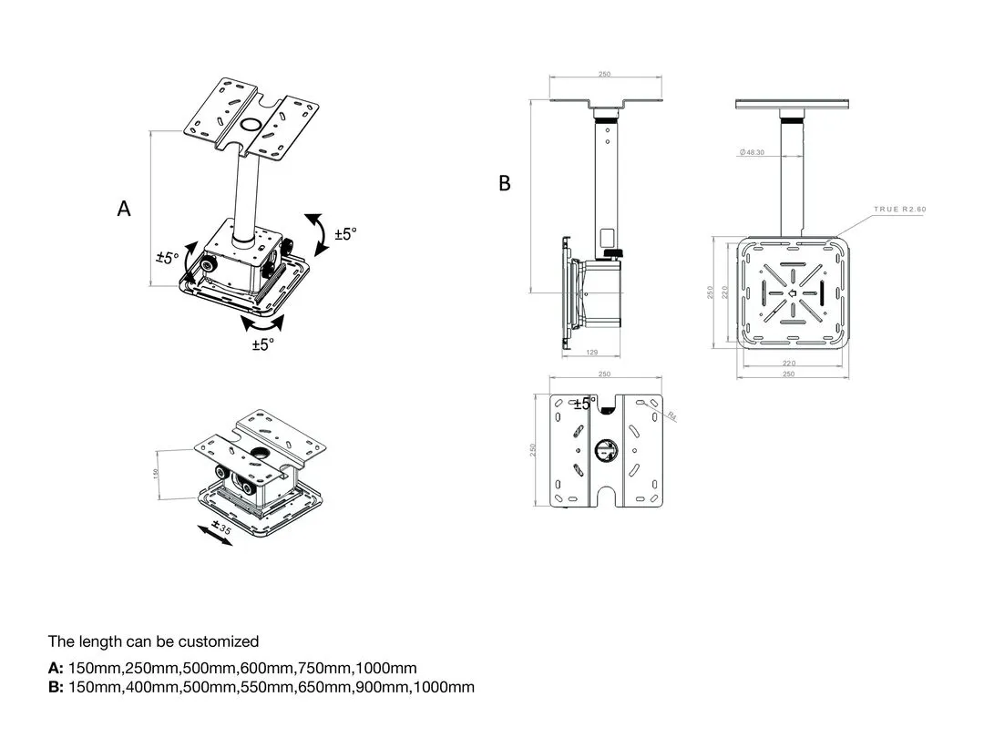M Projector Mount Pro HD 40kg Black