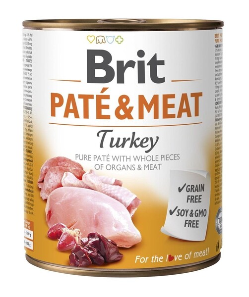 Brit Pat&eacute; & Meat with Turkey, Wet food for dogs, Adult, Grain Free, 800g