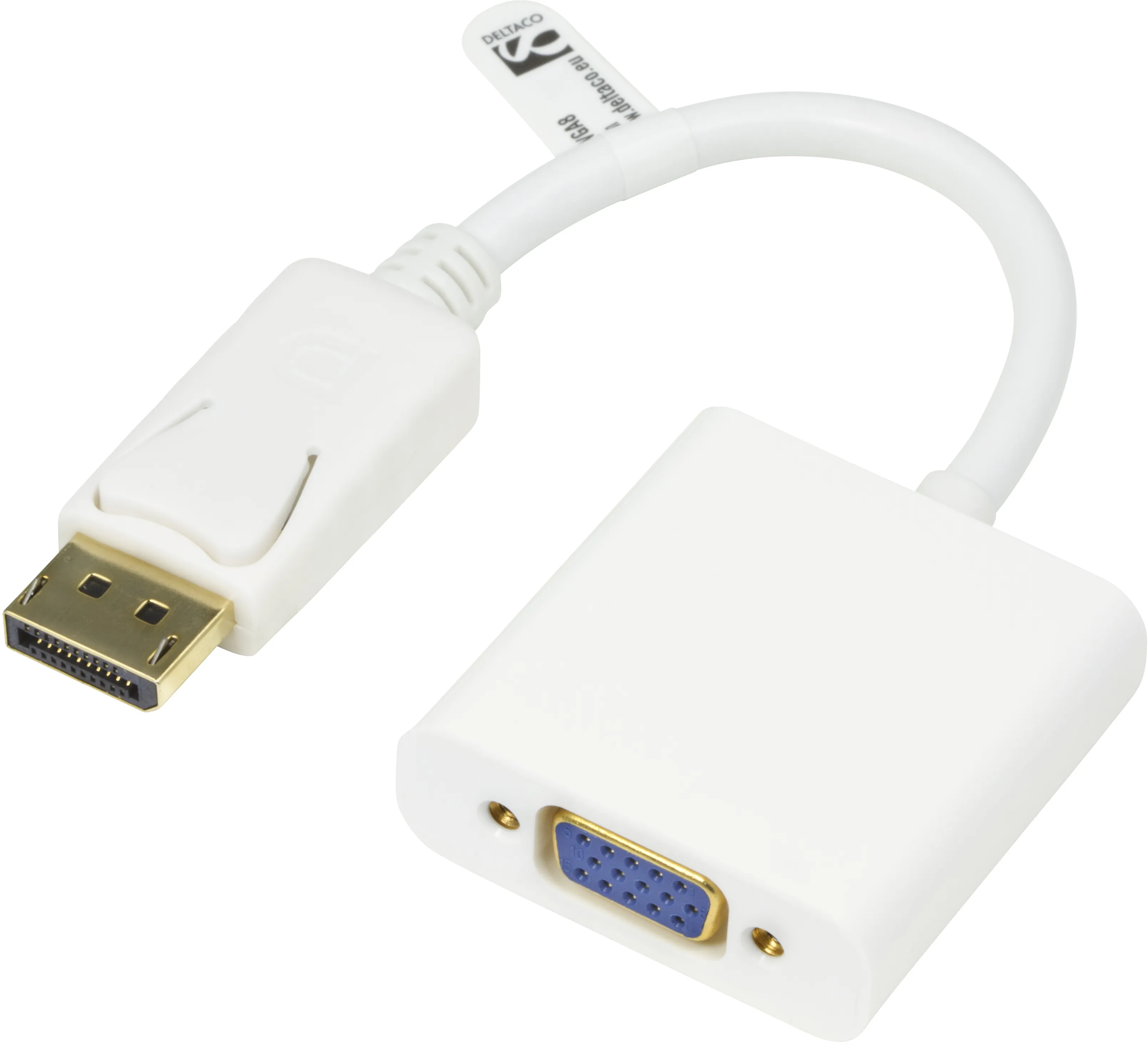 Deltaco  DisplayPort &ndash; VGA - adapter, White