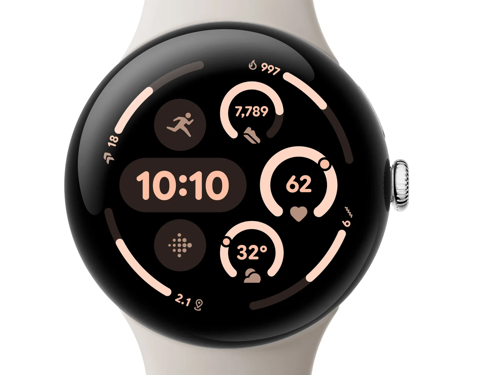 Google Pixel Watch 3 (45mm) WiFi -älykello, porsliini