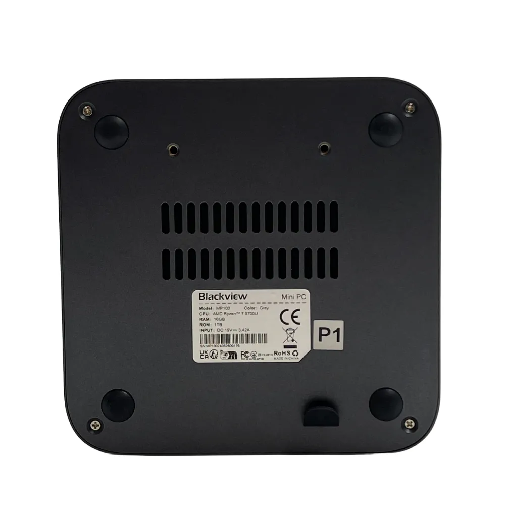 Blackview MP100 Mini PC. AMD Ryzen 7 5825U, 16 Gt RAM, 512 Gt SSD, Windows 11 Pro -tietokone, Musta