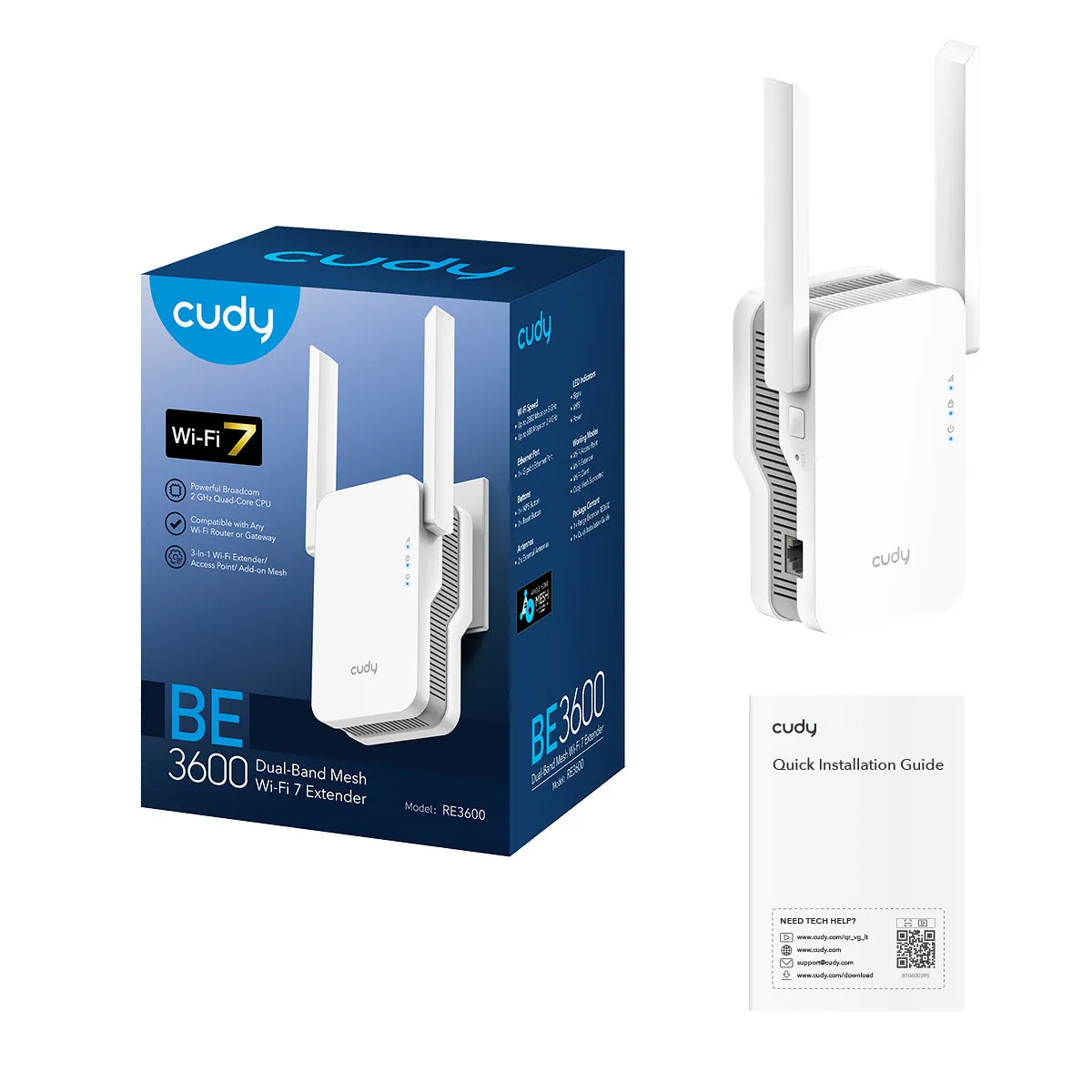 CUDY Wi-Fi Repeater RE3600 WF7 BE3600