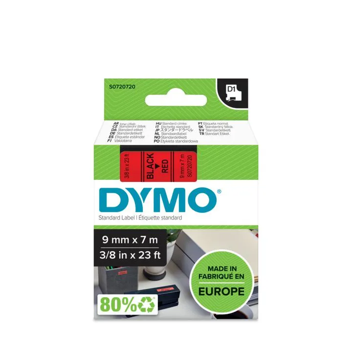 Tape D1 9mmx7m black/red