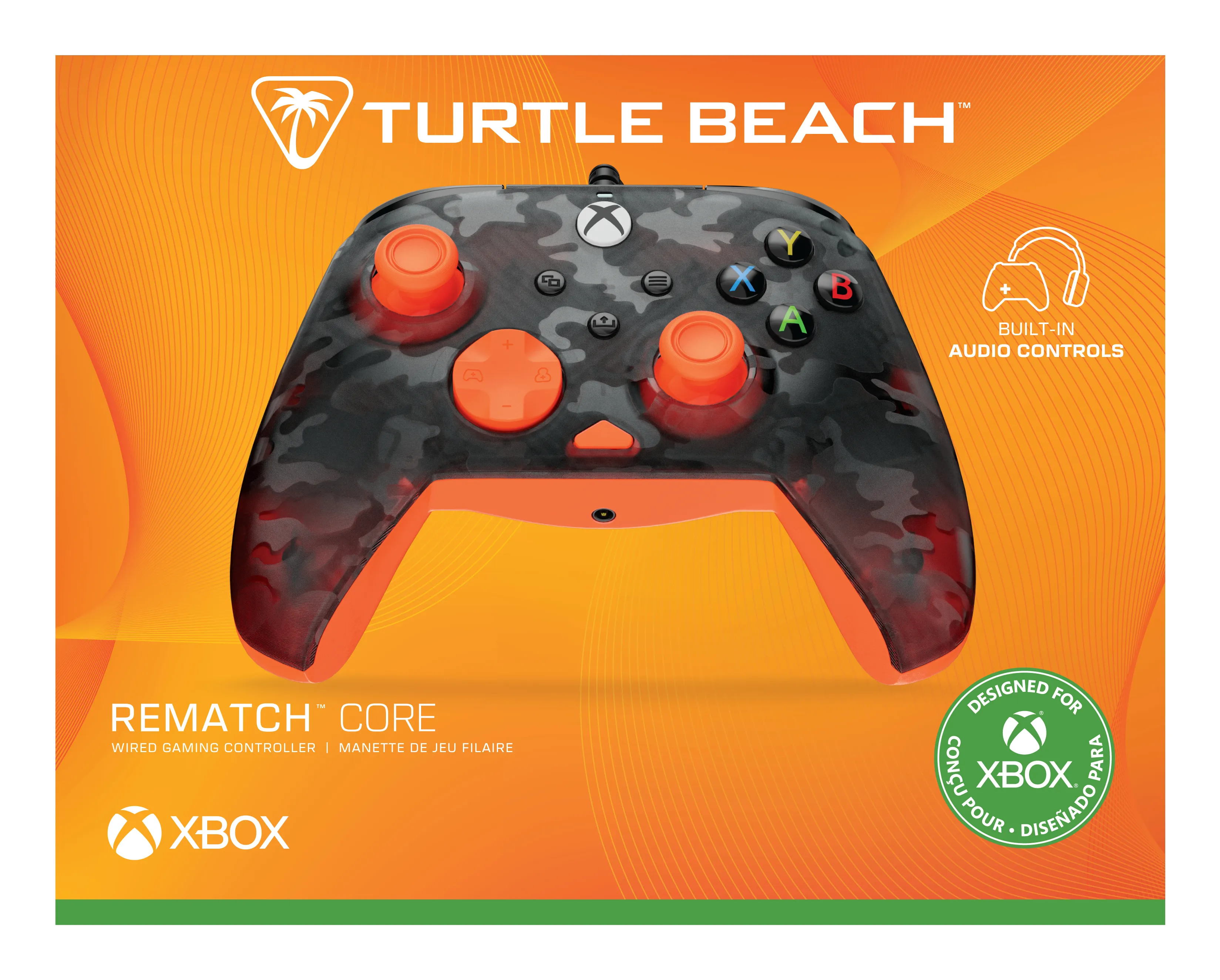 Turtle Beach Rematch Core tr&aring;dbunden handkontroll f&ouml;r Xbox Series X|S, Xbox One &amp; Windows 10/11 - Ghost Black Camo / Orange