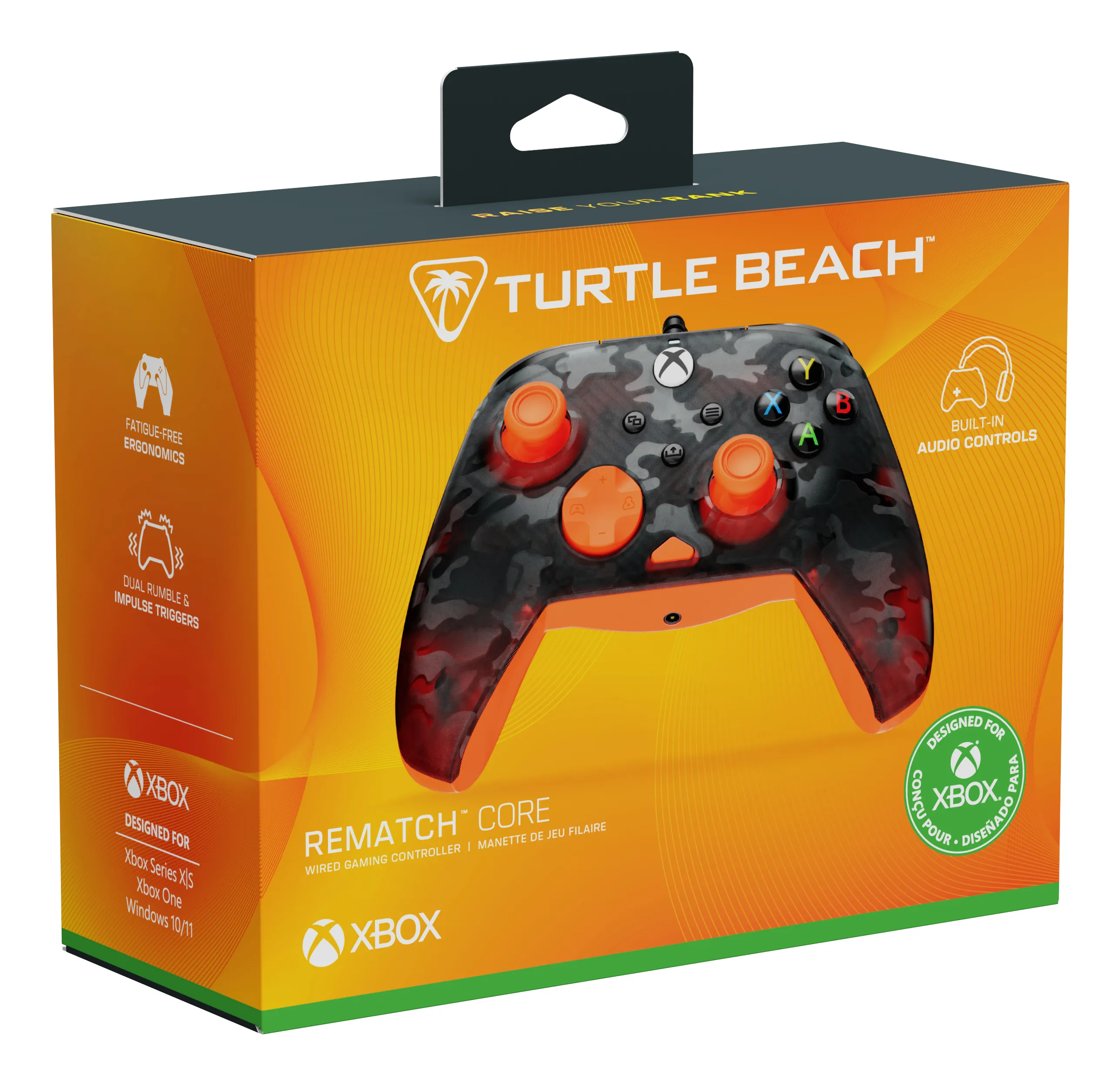Turtle Beach Rematch Core Wired Controller for Xbox Series X|S, Xbox One & Windows 10/11 - Ghost Black Camo / Orange