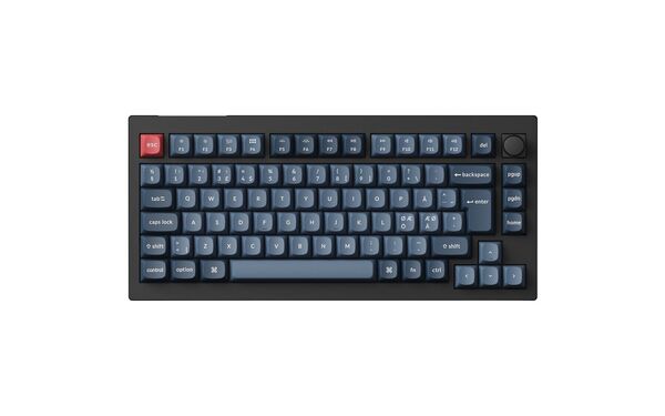 Keychron V1 MAX 75% tr&aring;dl&ouml;st mekaniskt speltangentbord, Gateron Jupiter Banana, kolsvart