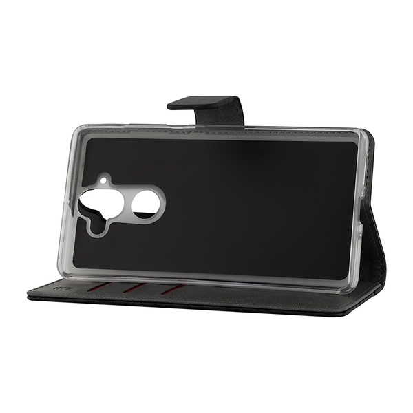 WAVE Book case kotelo RFID-suojauksella, hiilikuitukuvio. Musta t&auml;sm&auml;istuva kotelo Nokia 8 SiroccoS. 3 maksukorttipaikkaa, sek&auml; tasku seteleille. Toimii my&ouml;s te