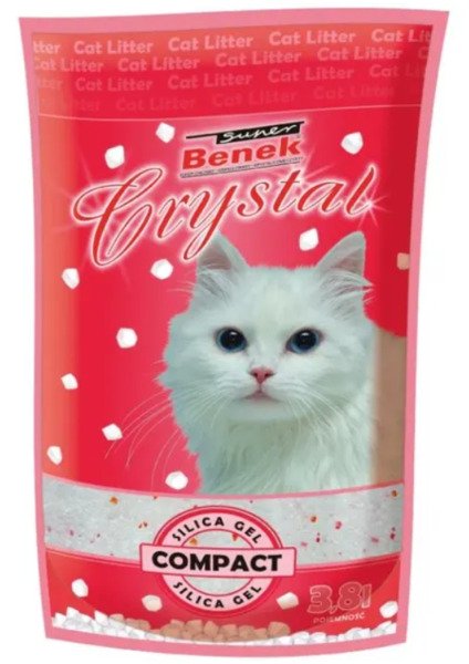 Super Benek Crystal Compact Natural silikagel icke-klumpbildande kattsand, oparfymerad, spolbar, 13 kg