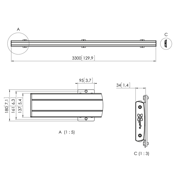 Vogel's Pro PFB 3433 -adapterilevy, 3315 mm