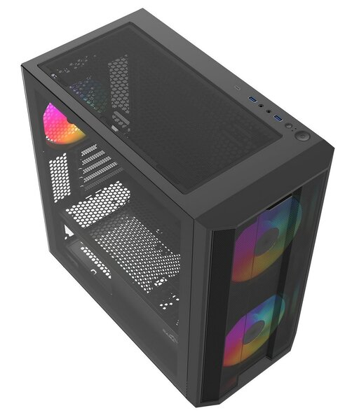 SAMA S30 -micro-ATX-kotelo ikkunalla ja RGB-valaistuksella, musta