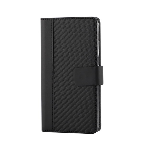 WAVE Book case kotelo RFID-suojauksella, hiilikuitukuvio. Musta t&auml;sm&auml;istuva kotelo Nokia 8 SiroccoS. 3 maksukorttipaikkaa, sek&auml; tasku seteleille. Toimii my&ouml;s te