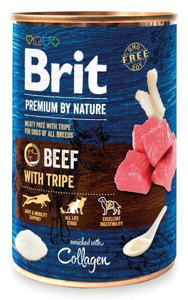 Brit Premium by Nature Beef with Tripe, Wet food for dogs, Adult, 400g