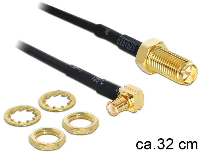 DeLOCK sovitin, MMCX ur - RP-SMA na, 0,3m, musta