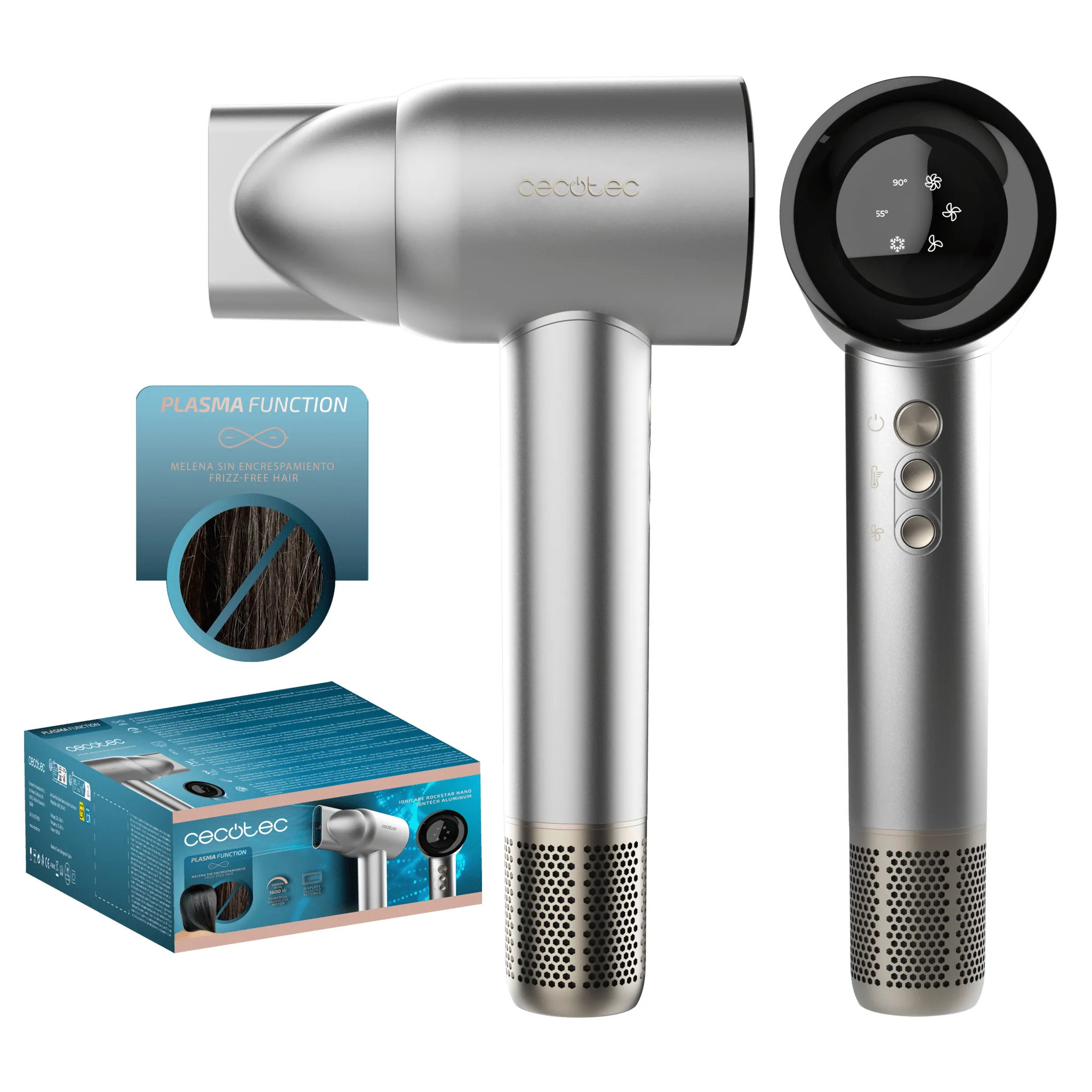 Cecotec IoniCare RockStar Nano IonTech 1600W Hair Dryer, Aluminium
