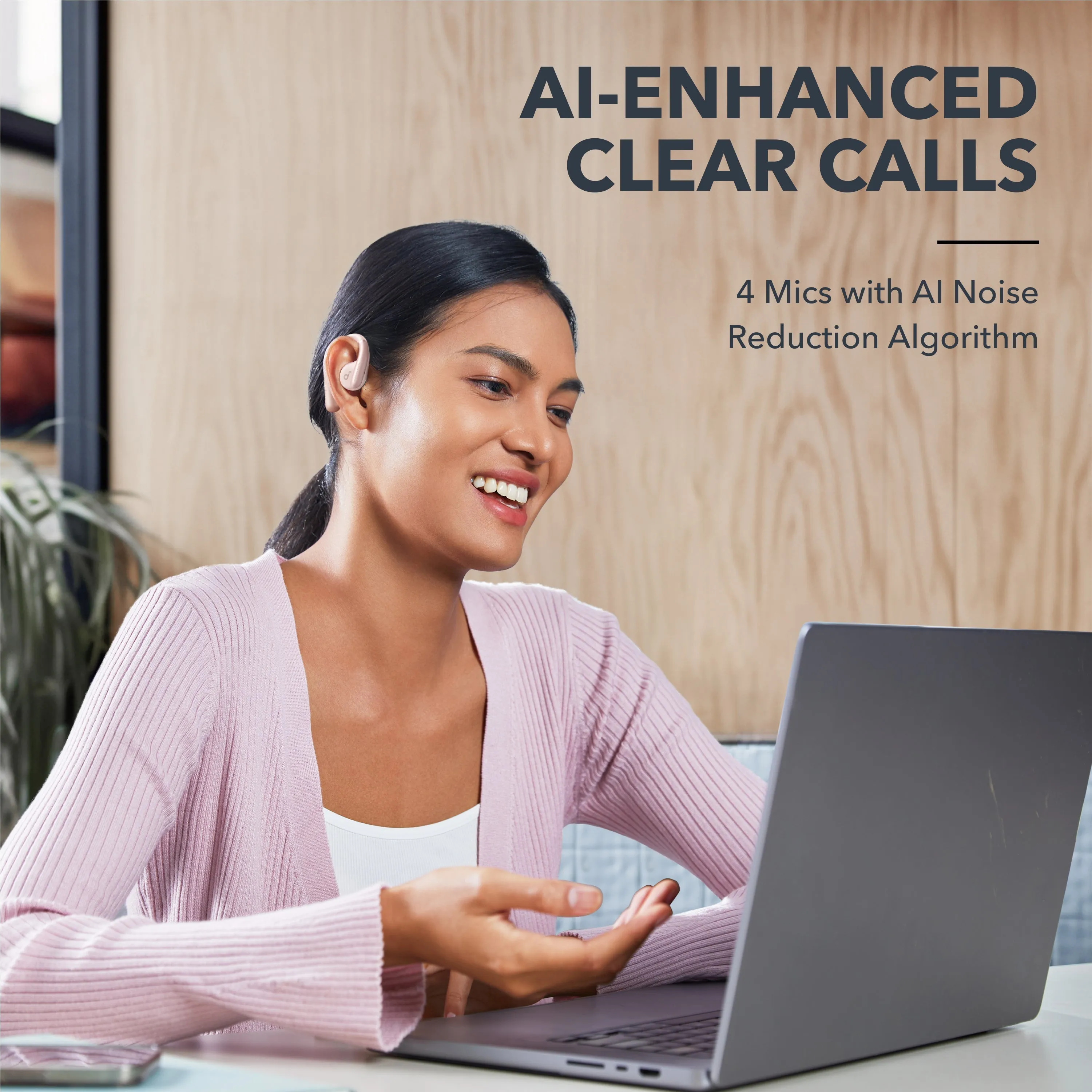 Anker Soundcore AeroFit Wireless Earbuds, Pink