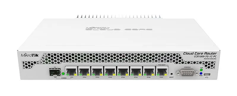 Mikrotik Cloud CCR1009-7G-1C-PC 1GB RAM 1xSFP 7GE ports L6 no fan