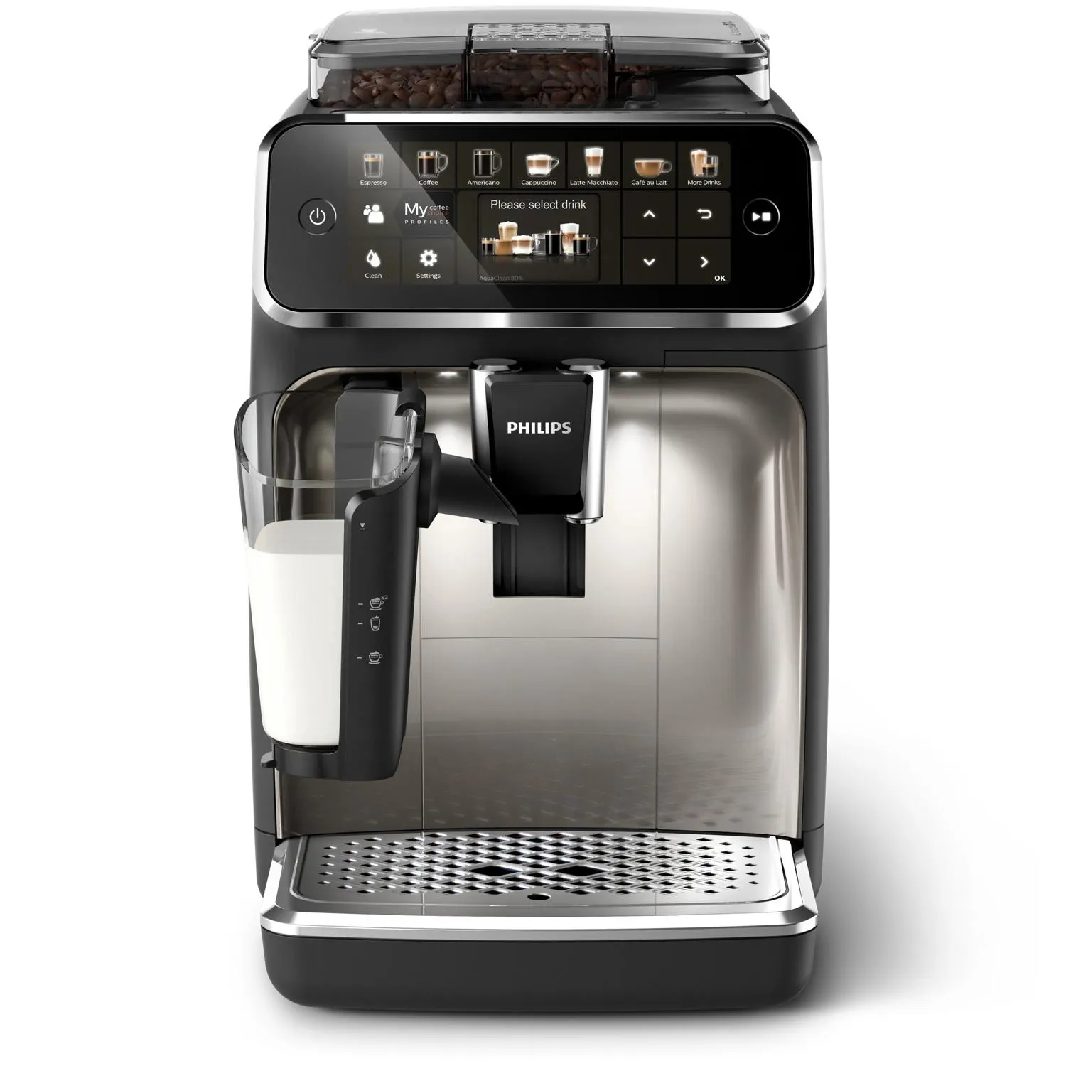 Philips 5400 Series EP5447/90 Fully Automatic Espresso Machine, Black, Chrome