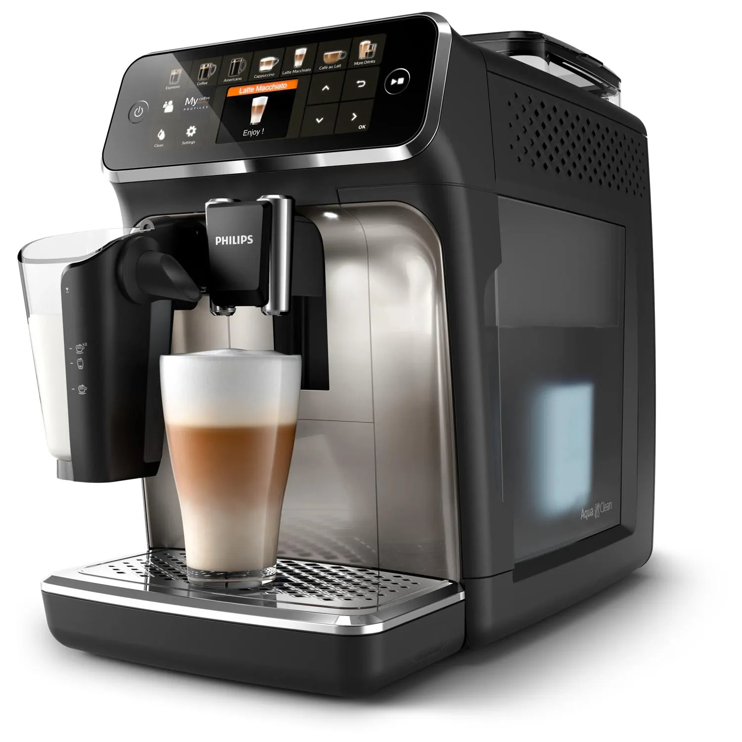 Philips 5400 Series EP5447/90 Fully Automatic Espresso Machine, Black, Chrome