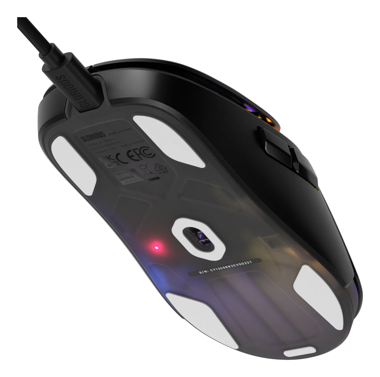 Glorious Model O3 tr&aring;dbunden gamingmus, svart