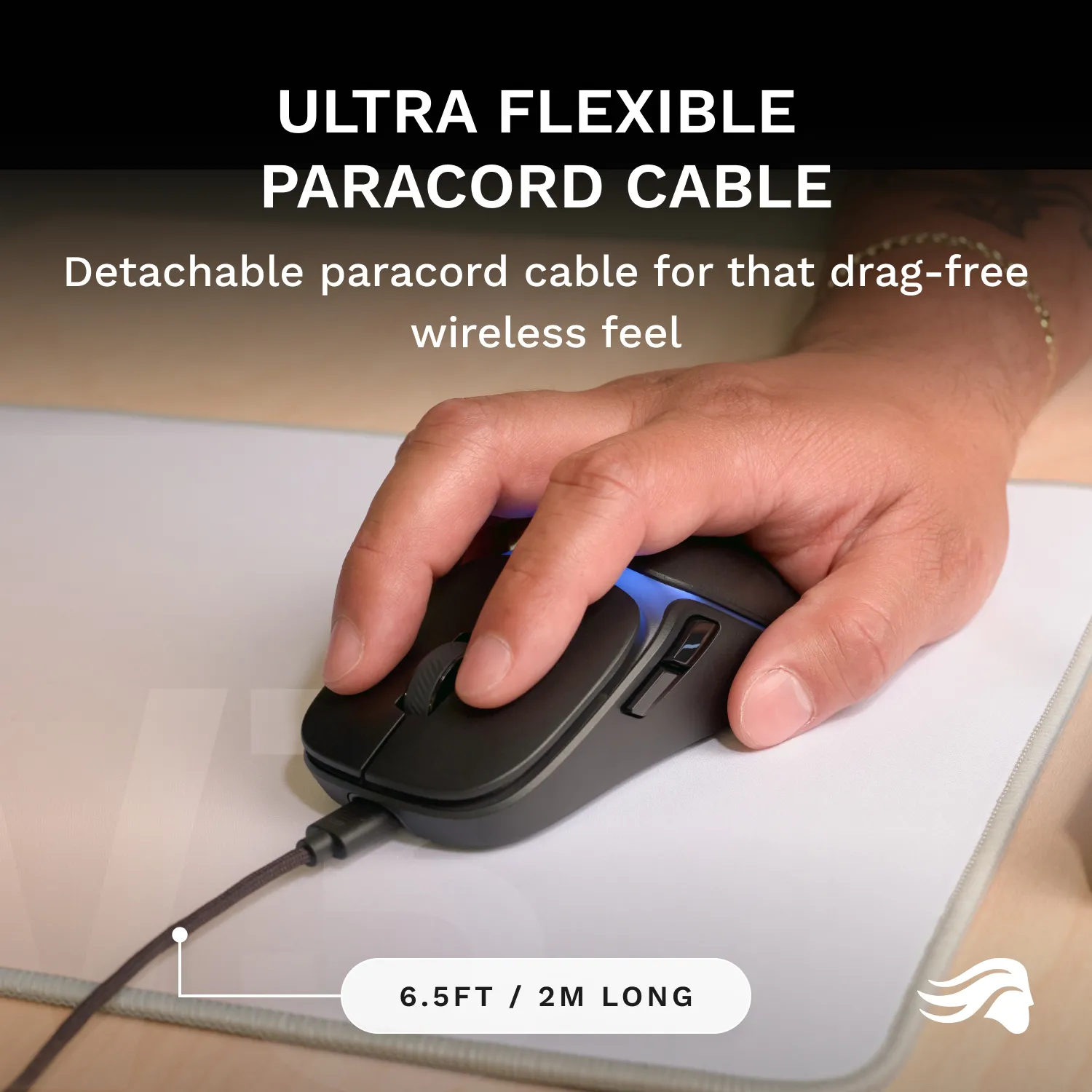 Glorious Model O3 tr&aring;dbunden gamingmus, svart