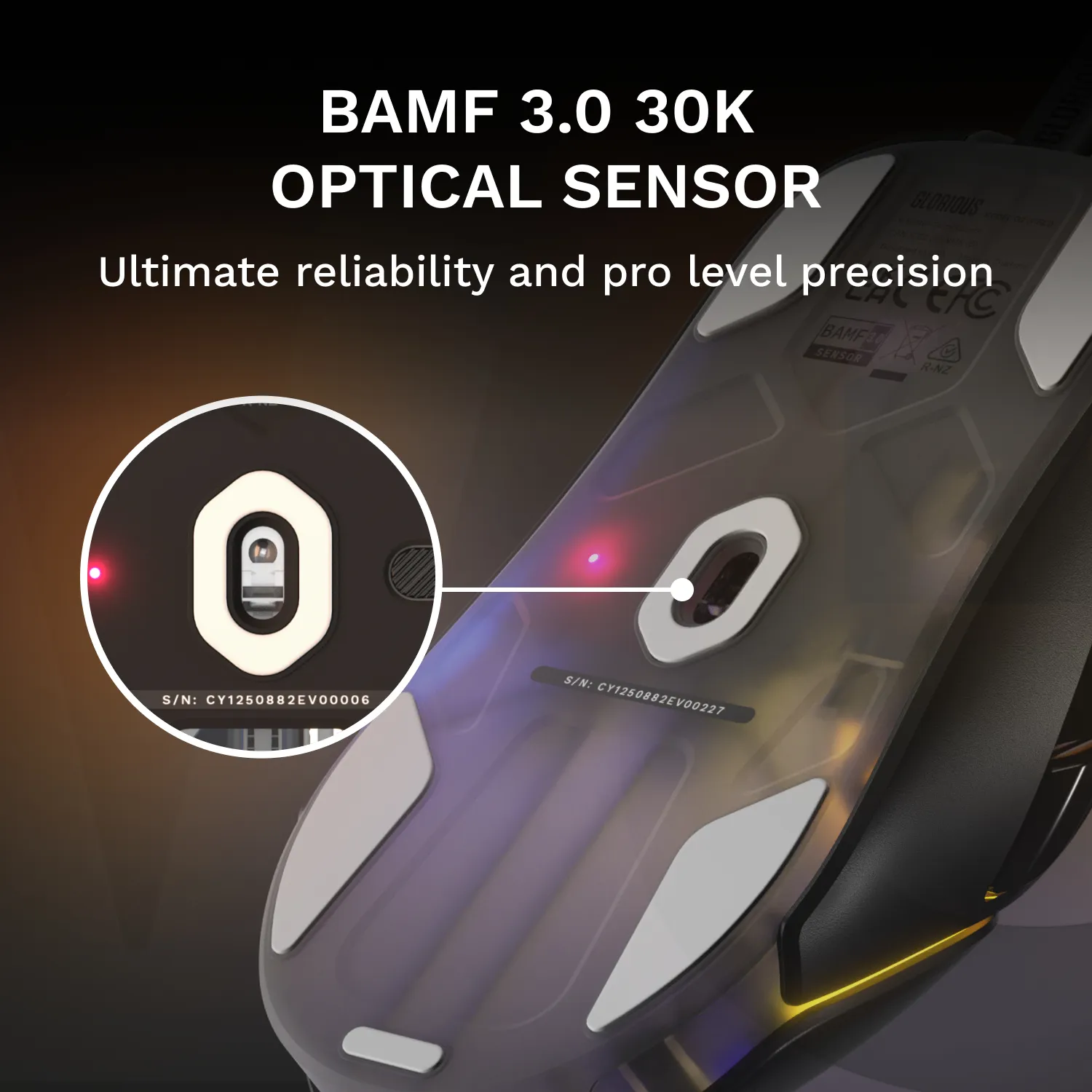 Glorious Model O3 tr&aring;dbunden gamingmus, svart