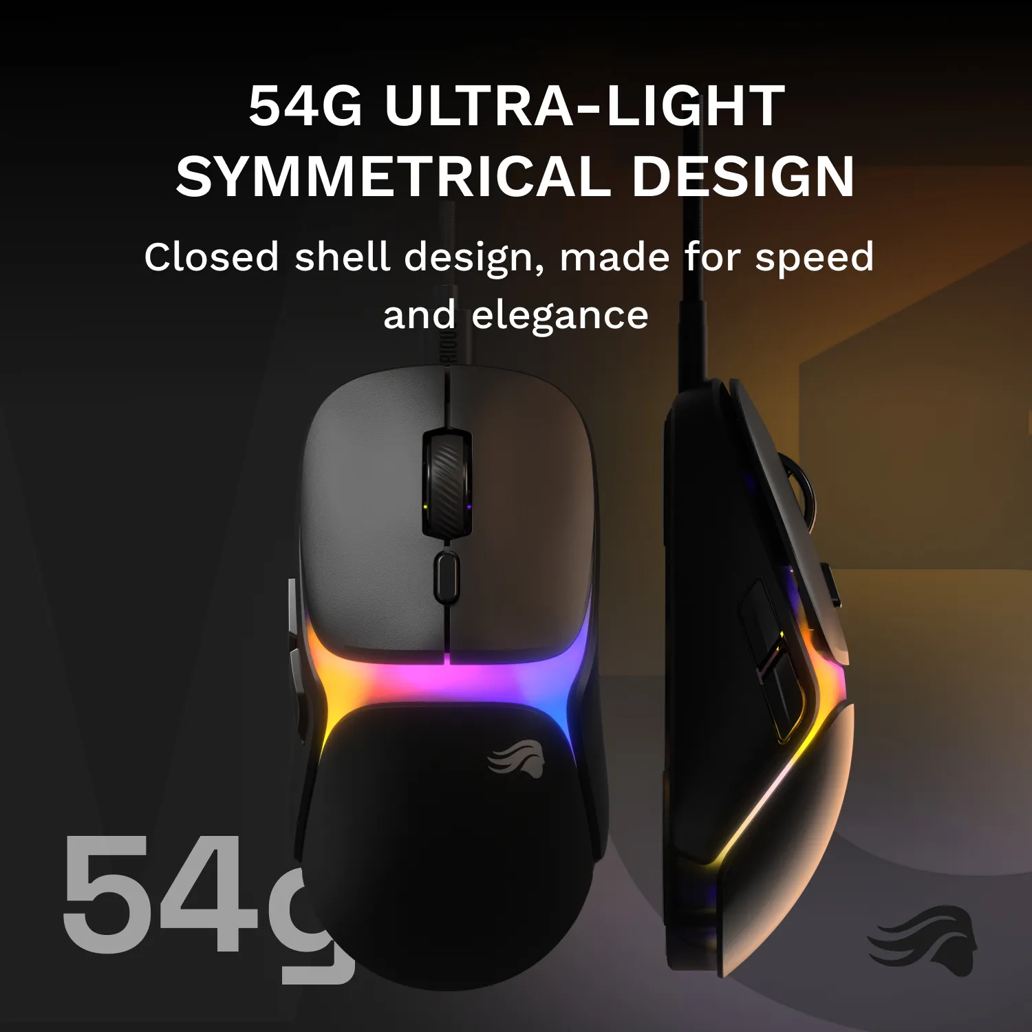 Glorious Model O3 tr&aring;dbunden gamingmus, svart