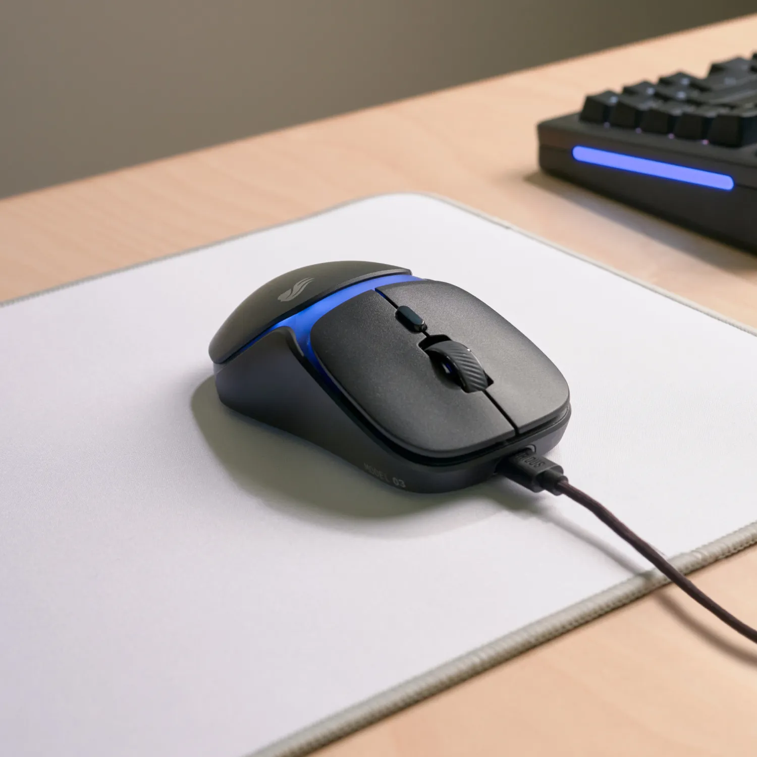 Glorious Model O3 tr&aring;dbunden gamingmus, svart