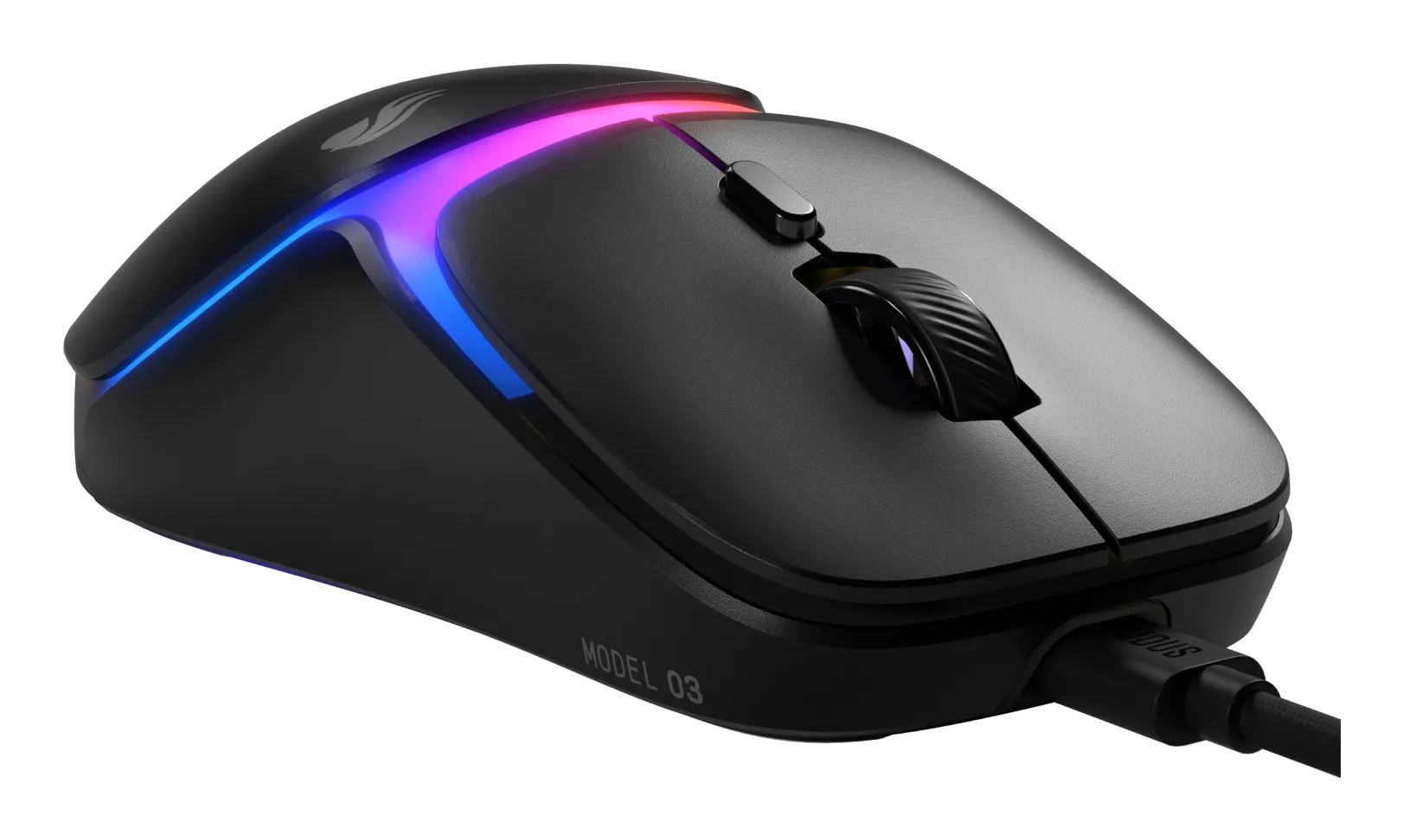 Glorious Model O3 tr&aring;dbunden gamingmus, svart