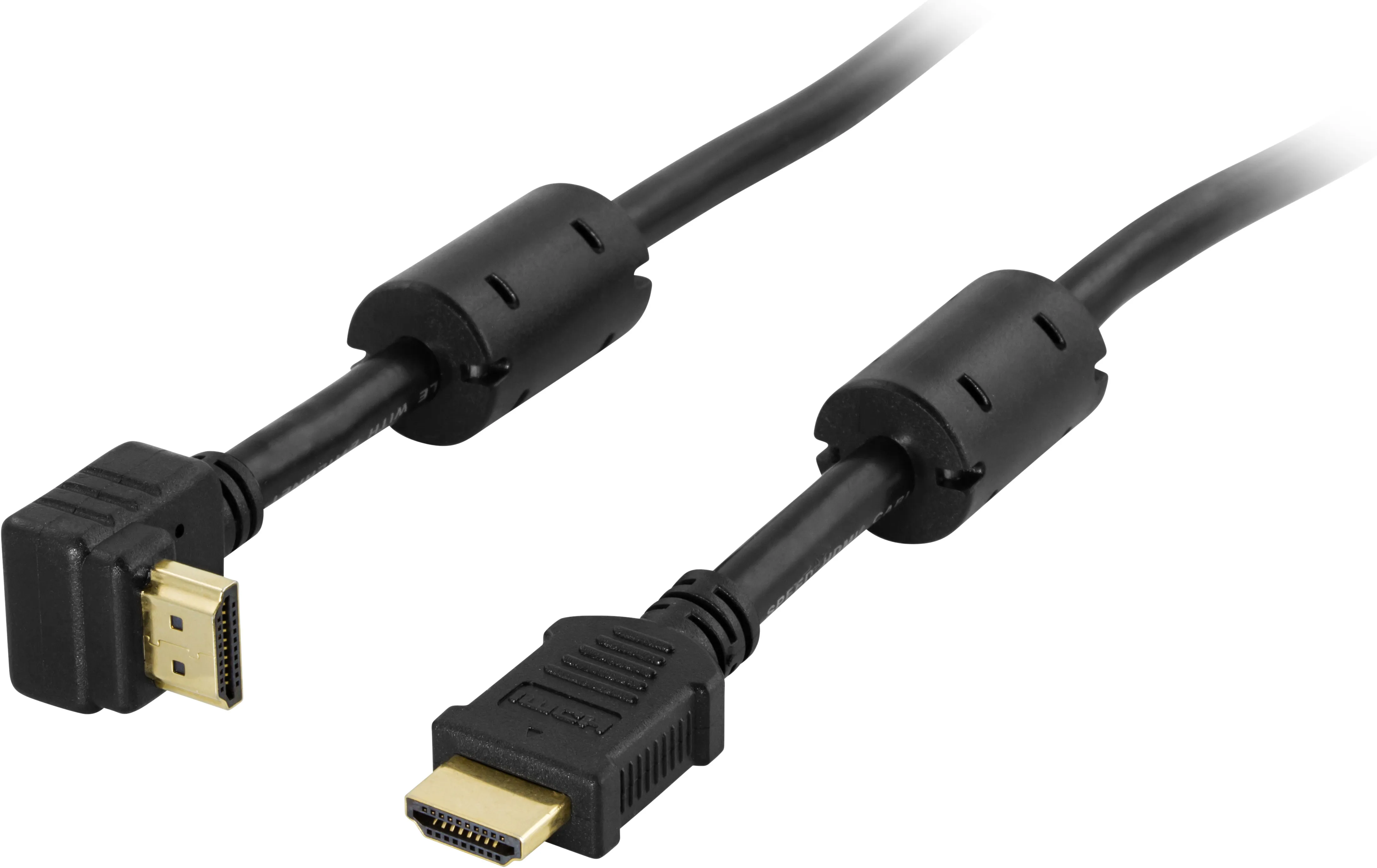 Deltaco Angled HDMI &ndash; HDMI 2.0 - cable, 1 m, Black