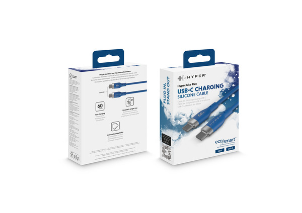 HYPER HyperJuice Flex USB-C cable, 60W, 1.52 m, Blue