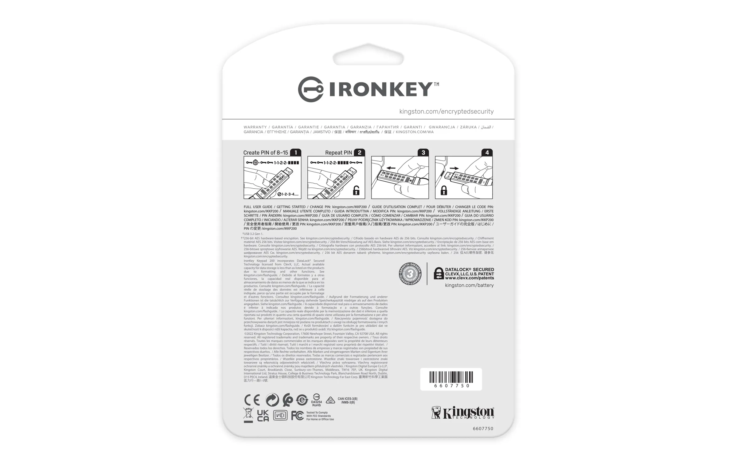 Kingston IronKey Keypad 200, AES-256 32GB USB 3.2 Gen 1x1 - memory stick, Blue