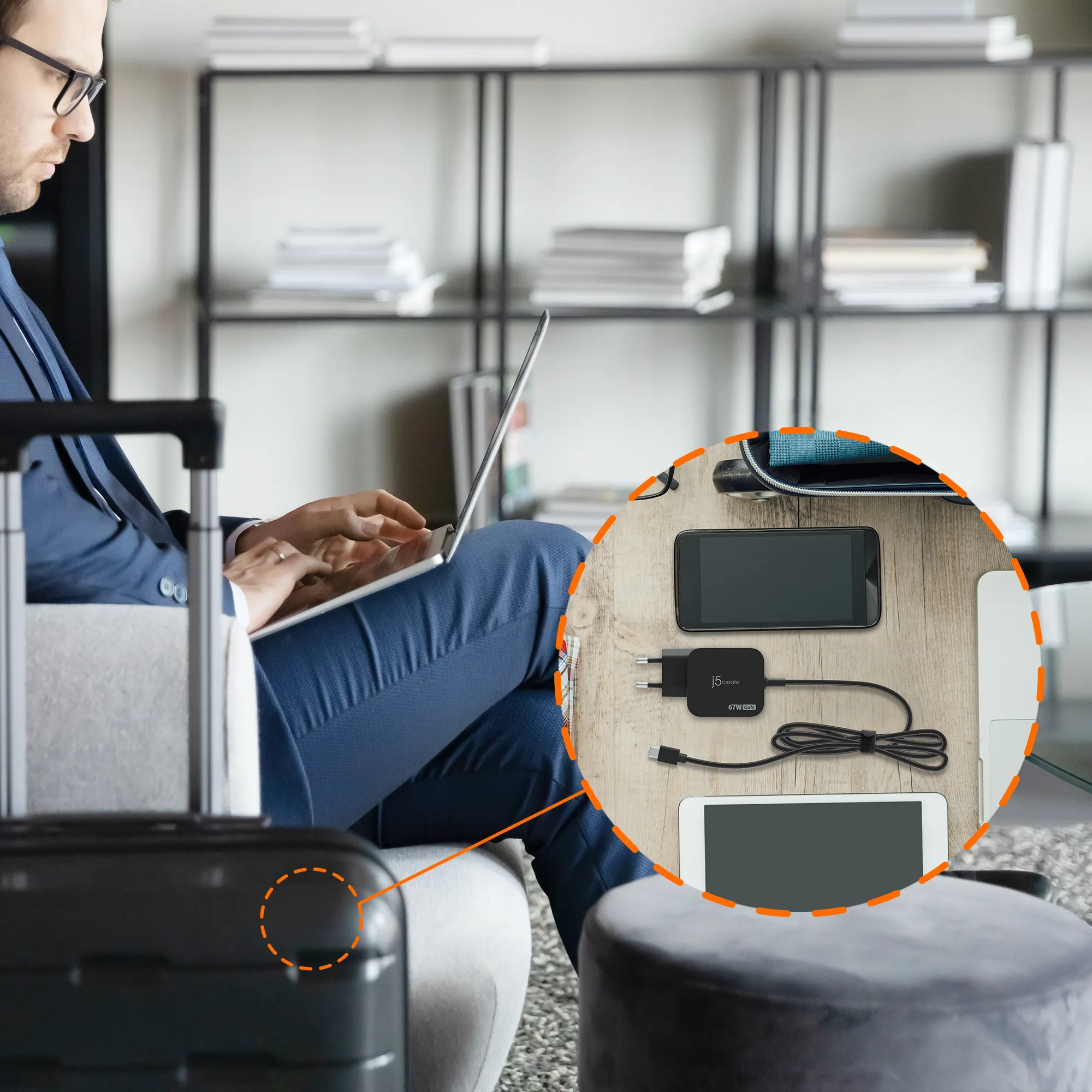 J5 Create 7W GaN PD USB-C - V&auml;ggladdare, Svart