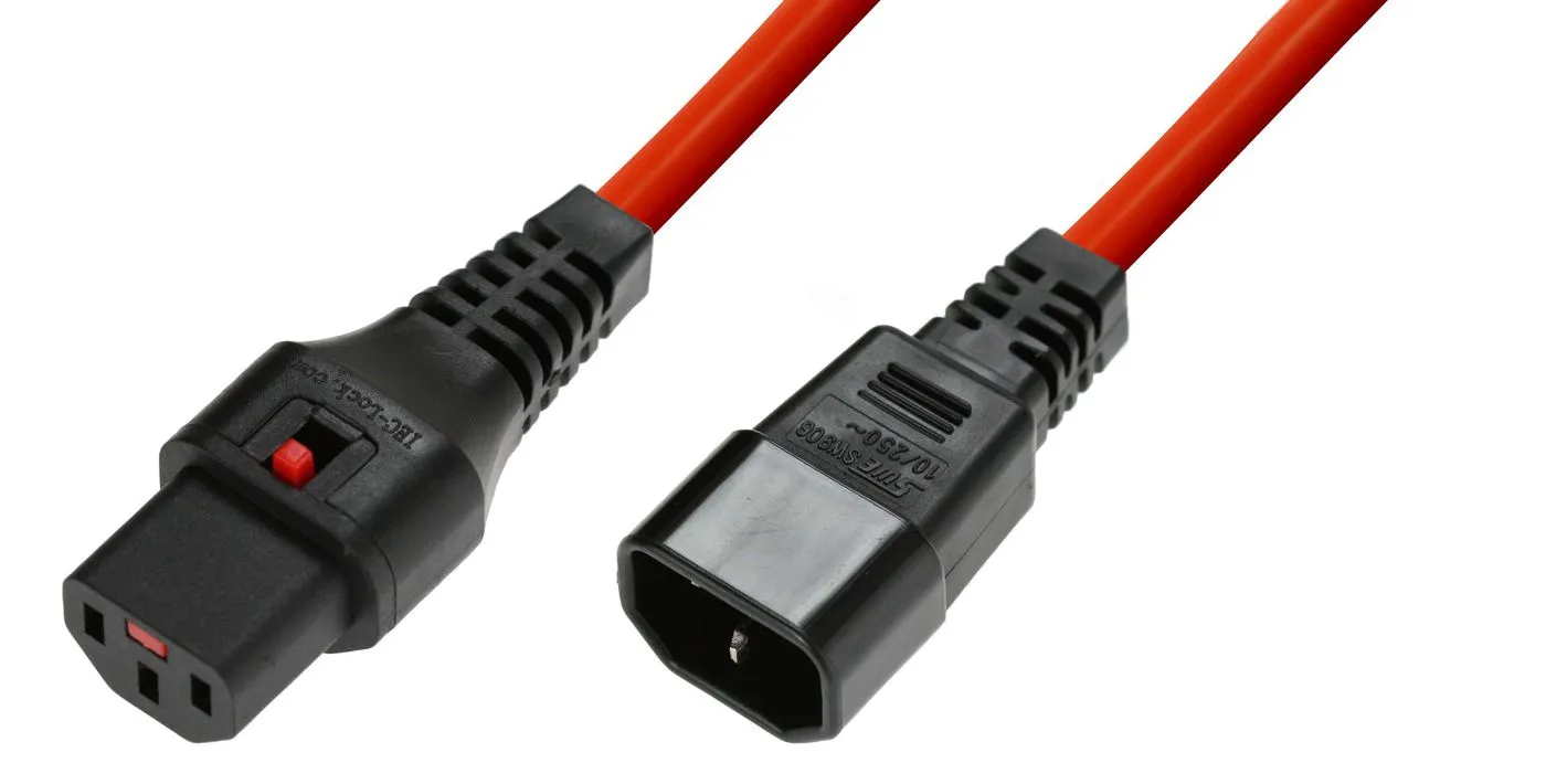MICROCONNECT MC-C13C14LOCK-1M - Virtajohto, punainen