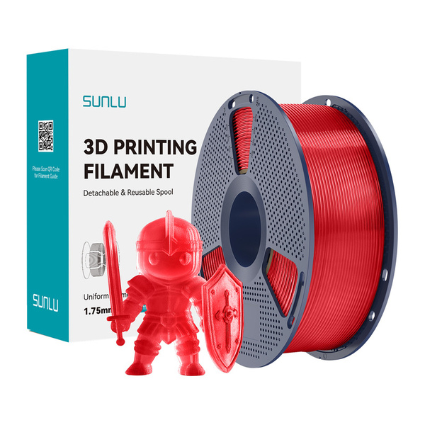 SUNLU PLA+ 1.75 mm, 1 kg 3D-skrivarfilament, Transparent Red