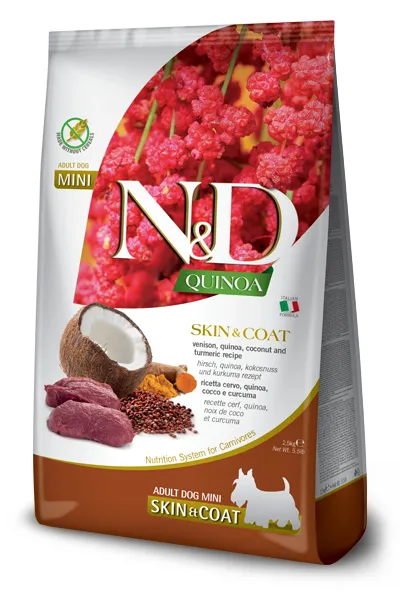 Farmina N&D Quinoa Skin & Coat Venison & Coconut Mini, Dry food for dogs, Adult, 2.5kg
