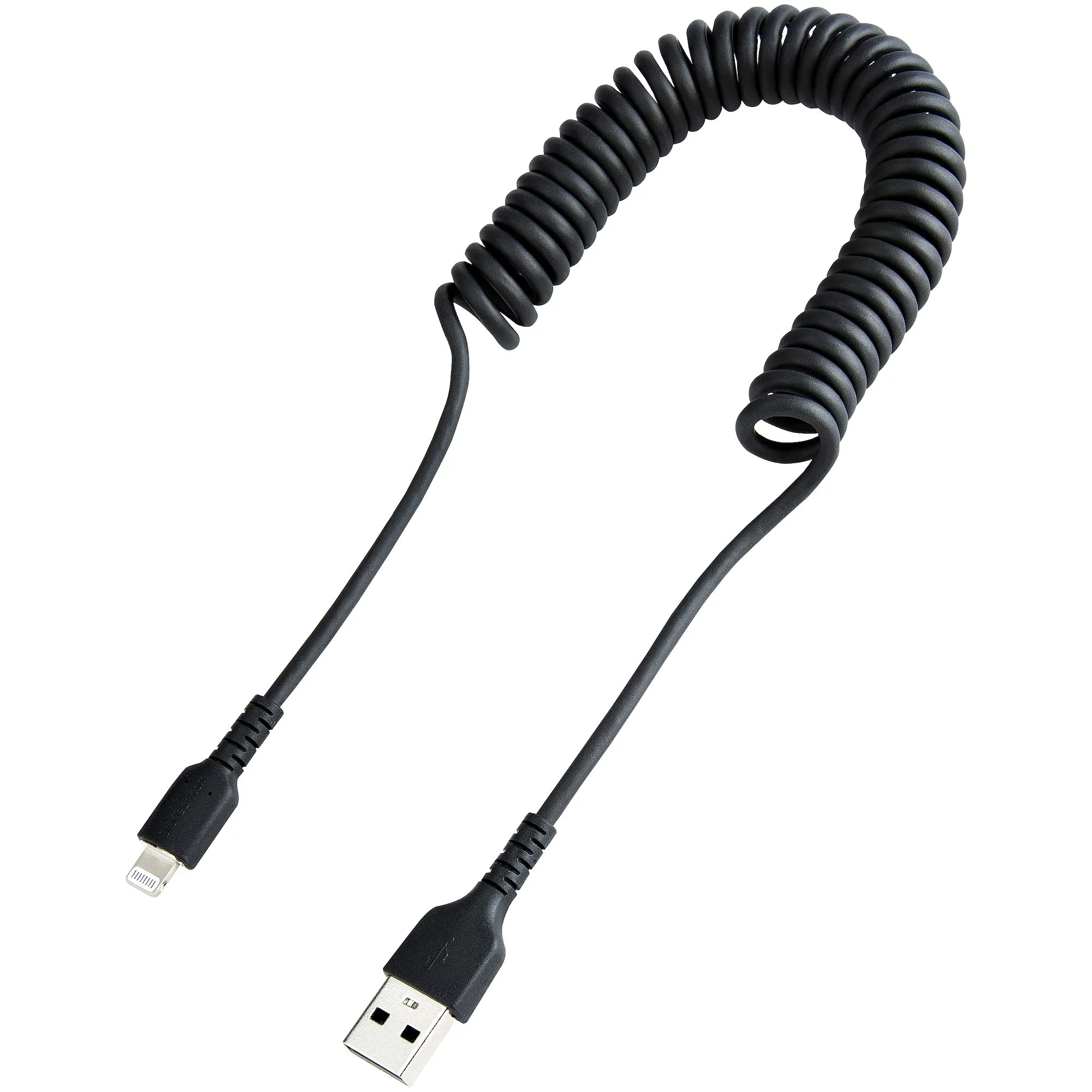 USB TO LIGHTNING CABLE - 1M - (3.3FT) COILED CABLE BLACK