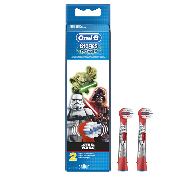 BRAUN VAIHTOHARJA ORAL-B KIDS 2ct STAR WARS, paketissa 2 vaihtoharjaa. Stages Power